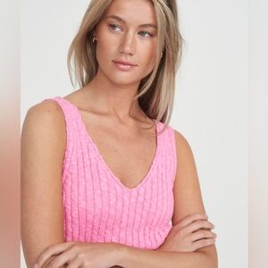 🩷 Holebrook Sweden 100% Cotton Madde V-Neck Knit Tank Top, L, NWT